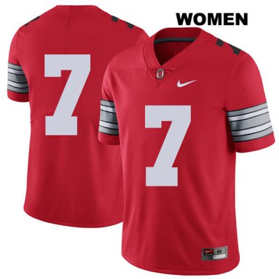 Women's NCAA Ohio State Buckeyes Teradja Mitchell #7 College Stitched 2018 Spring Game No Name Authentic Nike Red Football Jersey OX20A36IK